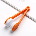 Portable bright orange microfiber eyeglass lens cleaning clip with V-shape design - Orange
