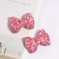 Pink bow-shaped clay bead with full rhinestones for DIY jewelry and necklaces - Pink AB