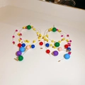 Orecchini a cerchio in perline di resina colorata con design geometrico irregolare - Cerchio di Perline Colorate (Perno in Argento 3#)