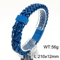 Pulsera de acero de titanio azul de doble fila con cierre magnético, tamaño 210x12mm - Azul (KB182966-KFC)