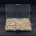 DIY wood bead set with assorted sizes in a transparent storage box with elastic cord - W100: 15-Grid Boxed Beads Set