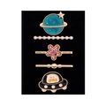 5-piece set of celestial themed hair clips featuring star, planet, and UFO alloy designs - D3023 Planet/Spacecraft/Flower Set 13