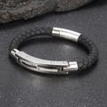 Bracelet tressé noir pour homme avec acier inoxydable fibre de carbone et cristaux sertis - 19cm Style Fibre Couleur Acier