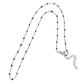Silver stainless steel necklace with black beads and adjustable lobster clasp closure - Silver Chain Black Beads (SL037)