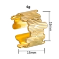 Golden stainless steel chunky ring with tree bark texture, height 18mm, weight 6g - Adjustable Open / Gold