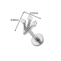Silver G23 titanium crown labret stud with zircon stones measuring 0.52cm by 0.64cm - Three-Prong Zirconia Cluster (T2542-3#) / Silver