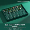 Dark green velvet 100-slot ring display tray organizer for jewelry, 35x24x3cm - 100-Slot Ring Tray