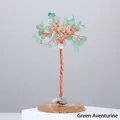Handmade green aventurine crystal money tree with copper wire and natural stone base - Aventurine (Agate Base)