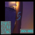 Luminous temporary tattoo sticker with floral and moon patterns in blue glow finish - JSN-005 (Luminous Leaves Moon)