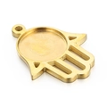 Colgante mano de Fátima dorado de acero inoxidable con base para engaste de piedras - Color Dorado Mediano (KLJ4083-Z)