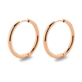 Polished rose gold stainless steel hoop earrings in a minimalist round wire style - 2.5*20mm / Rose Gold