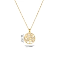 Golden Tree of Life pendant necklace with white zircons measuring 22.1mm diameter - Circle Tree of Life-Gold-White Zirconia-22.1mm