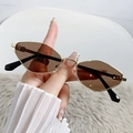 Fashionable rhombus metal sunglasses with gold frame and brown lenses for women - Gold Frame Coffee Lens