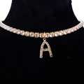 Vergoldete Tennis-Choker-Halskette mit funkelndem Zirkon-Buchstabe-A-Anhänger für Damen - Buchstabe A [Gold]