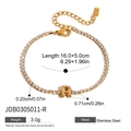 18K gold plated tennis bracelet featuring sparkling zircon and capital letter R charm - Letter R (JDB0305011-R)