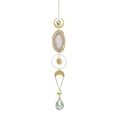 Golden moon and sun suncatcher featuring natural agate slices and crystal prisms - Greyish White Agate