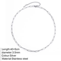 Collana minimalista in acciaio inossidabile argento 40+5cm con diametro 3,5mm - Catena a Graffetta da 3,5 mm / Color Acciaio