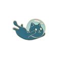 Spilla gatto spaziale in smalto blu scuro con casco azzurro e finitura in metallo dorato - Gatto Astronauta Fluttuante