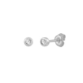 Minimalist silver S925 stud earrings with sparkling clear cubic zirconia in bezel setting - Silver Clear Zirconia