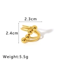 Vue détaillée de la bague multicouche en acier plaqué or 18K avec perles polies et dimensions - US 8 / Style Ouvert Multicouche à Quatre Billes (NB-R24044)