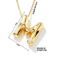 Gold bubble letter M pendant necklace with star crystal and adjustable steel chain - Letter M Style (N01069-M)