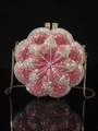 Detailed macro view of the sparkling pink and silver rhinestone crystal evening bag - 15x15 Flower Pink