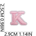 Pink embroidered letter K patch for clothing decoration, height 2.5cm width 2.9cm - K (Pink)