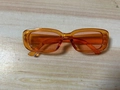 Retro small rectangular sunglasses with orange translucent frames and tinted lenses - Transparent Orange Frame Orange Lens