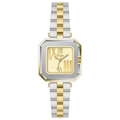 Montre femme carrée élégante avec bracelet en acier inoxydable bicolore argent et or - Bracelet en Acier Bicolore Or Cadran Or