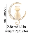 Detailed size chart of a moon cat brooch with rhinestones and opal-like gems - Moon Cat