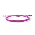 Handmade woven purple bracelet with adjustable sliding knot and silver metal bead accents - Bright Purple