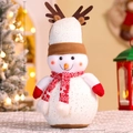 Christmas snowman plush doll with reindeer hat and scarf, 40cm height holiday ornament - Big Snowman-206-Large