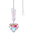 Heart shaped AB crystal suncatcher with silver chain and prism beads for home garden decor - AB Color Heart