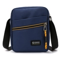Bandolera ligera de tela Oxford azul oscuro para hombre con detalles de cremallera amarillos - Azul