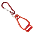 Multifunctional work glove clip with red carabiner and durable anti-slip plastic claw - Red