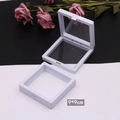White 9x9cm square PE film jewelry display box with clear elastic suspension film - Jewelry Display Storage Box 9*9cm