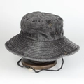 Dark grey washed cotton bucket hat for men featuring a windproof chin strap for outdoor hiking - Adjustable / Dark Grey (5)