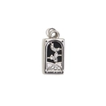 Silver Knight of Cups Tarot card pendant with black enamel and sparkling diamonds - Steel-Knight of Cups