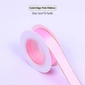 Pink satin ribbon with gold trim edge, 2cm width mermaid theme gift wrapping roll - 2cm*5 Yards / Pink