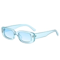 Rectangle sunglasses in light blue transparent plastic with retro Y2K style frames - Transparent Light Blue Blue Lens