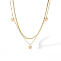 Detail of 18K gold-plated double-layer necklace with snake chain and butterfly pendants - Gold