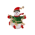 Spilla natalizia pupazzo di neve elegante con cappello rosso e ciondoli a calza d'oro - RW0182 Pupazzo di Neve con Calze