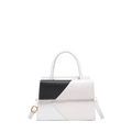 Bolso bandolera chic en blanco y negro con textura de cocodrilo y detalles dorados - Blanco