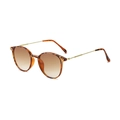 Tortoiseshell round sunglasses with slim gold metal temples and brown gradient lenses - Tortoiseshell Frame Dual Tea Lens