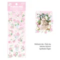 Pink Lily themed decorative stickers on synthetic paper for journaling and scrapbooking - Perfume Lily - Pink Lily