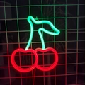 Cherry LED neon light wall decoration with red fruits and green leaves for bedroom - Red / Battery and USB Dual Use