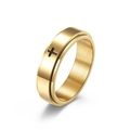 Anello rotante minimalista in acciaio inossidabile dorato con croce nera e finitura spazzolata - 5# / Oro
