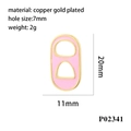 Pink enamel soda tab pendant 20x11mm dimensions and technical specifications diagram - Pink (P02341)