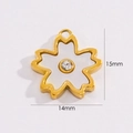 14K vergoldeter Kirschblütenanhänger mit Muschel und Kristall, Größe 15mm x 14mm - Kirschblütenform