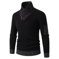 Detailaufnahme des schwarzen Strickpullovers mit grauen Bündchen und Metallreißverschluss - M / Schwarz